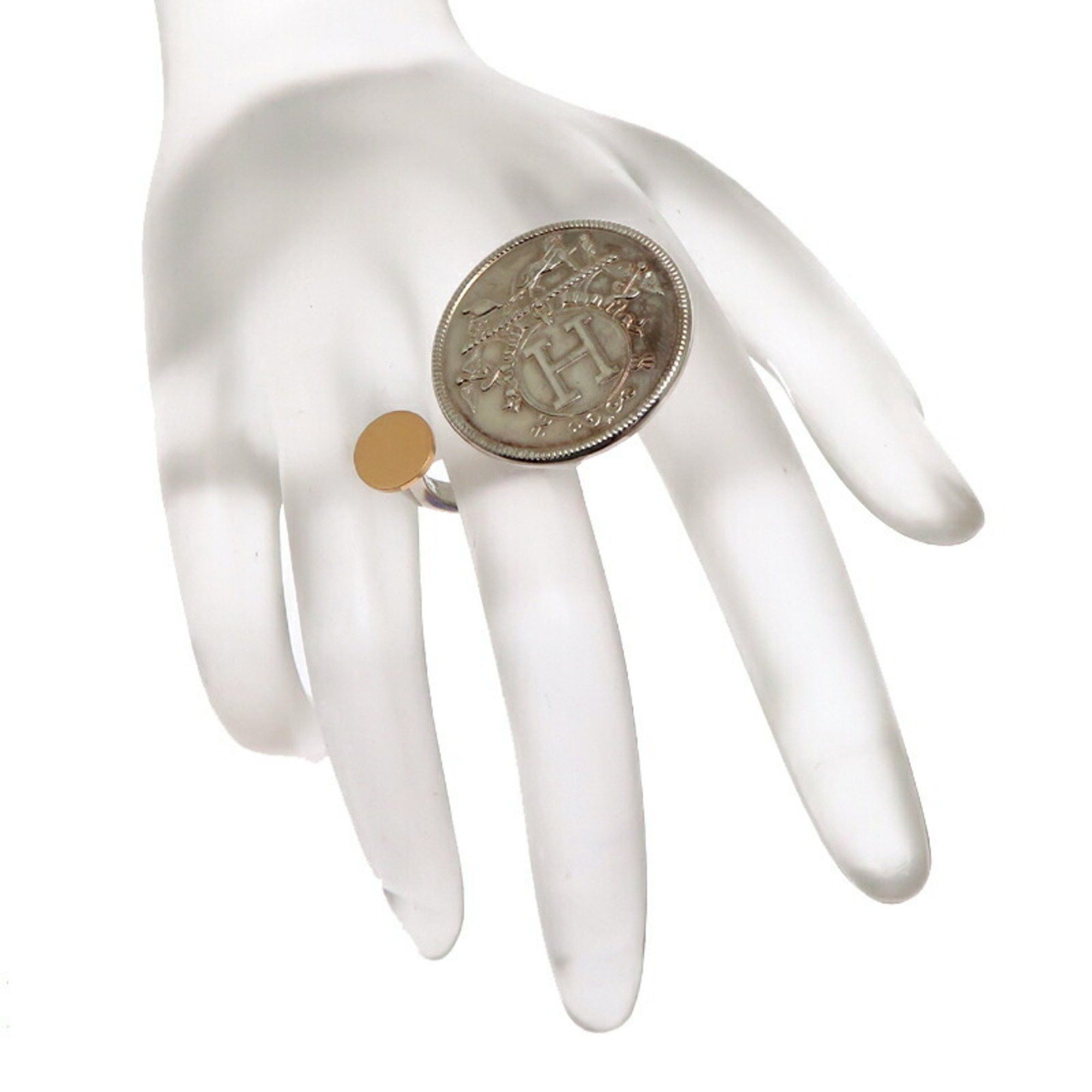 Hermes Hermes #50 SV925 Exlibris Ladies Ring, Silver 925, Size 9.5 Size ONE SIZE - 8 Thumbnail