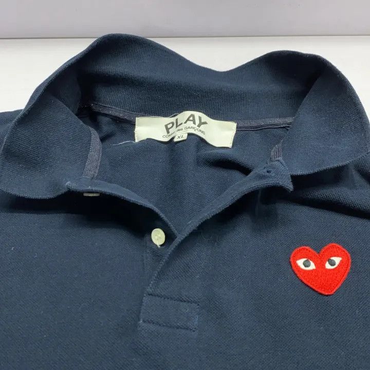 Comme des Garcons Comme des Garçons Play Navy Heart Polo Shirt 0079 Size US XL / EU 56 / 4 - 7 Thumbnail