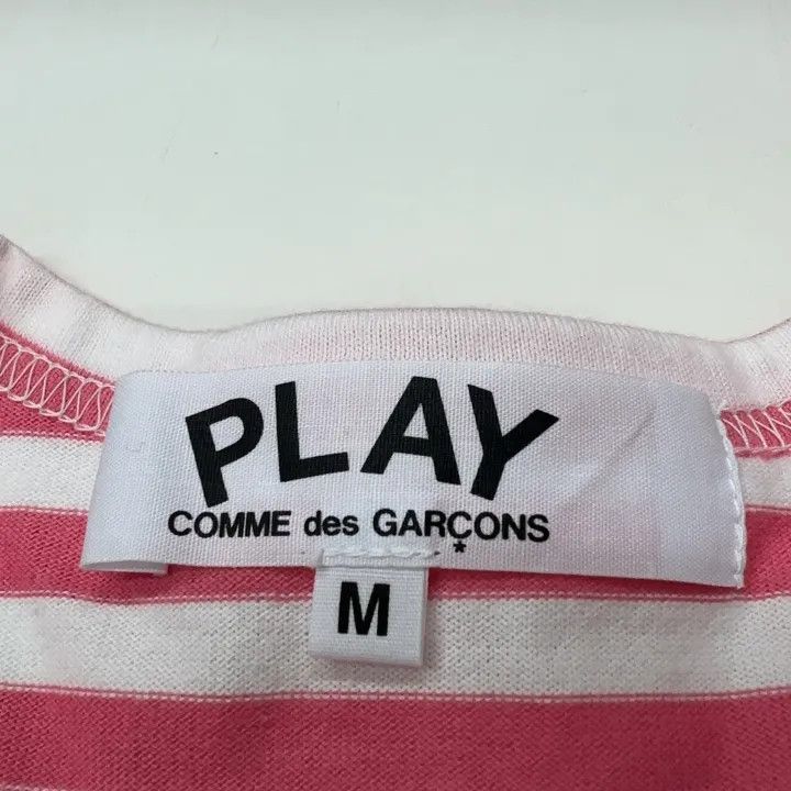 Comme des Garcons PLAY Comme des Garçons Play Striped Heart Long Sleeve T-Shirt 0079 Size M / US 6-8 / IT 42-44 - 2 Thumbnail