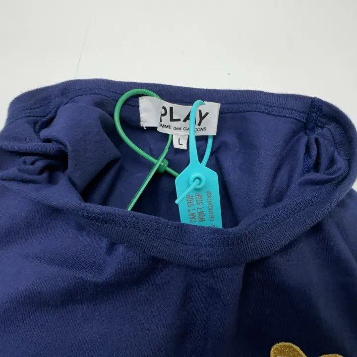 Comme des Garcons PLAY Comme Des Garcons Play Gold Heart Navy T-Shirt 0079 Size L / US 10 / IT 46 - 5 Thumbnail