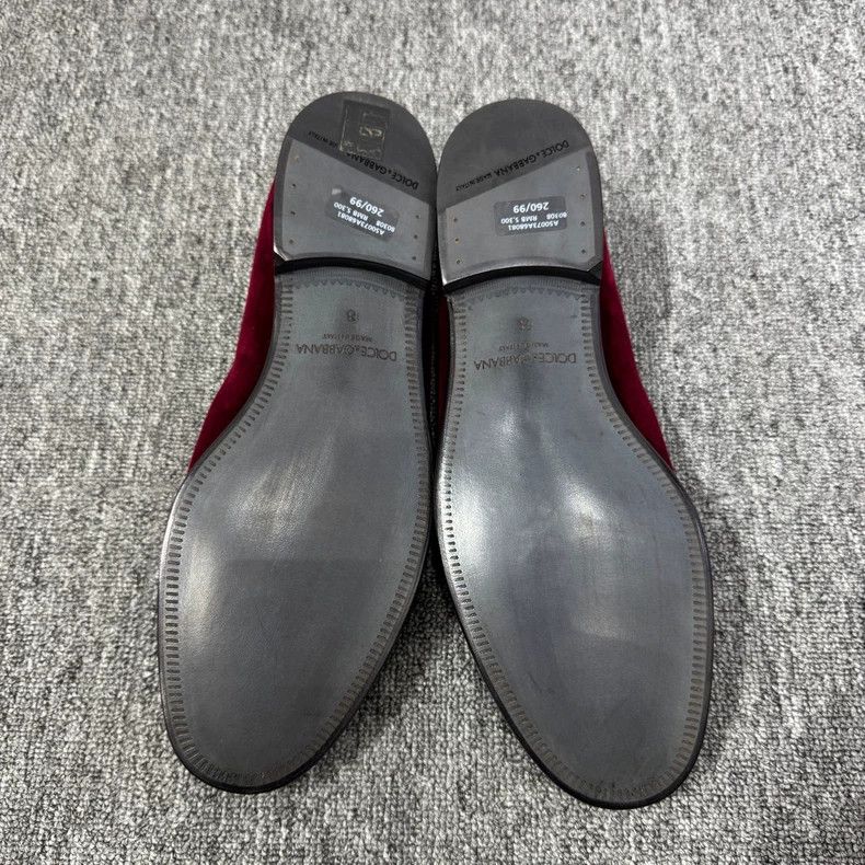 Dolce & Gabbana burgundy velvet slip-on loafers Size US 8 / EU 41 - 4 Thumbnail