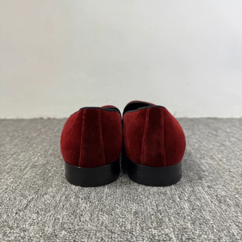 Dolce & Gabbana burgundy velvet slip-on loafers Size US 8 / EU 41 - 3 Thumbnail