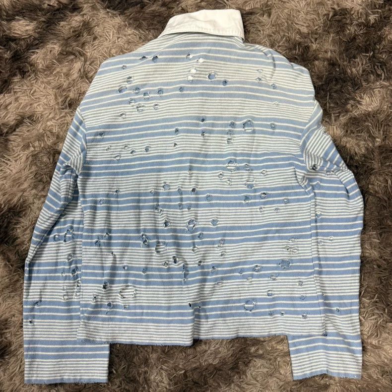 Acne Studios Distressed Striped Long-Sleeve Polo Shirt Size US XXS / EU 40 - 3 Thumbnail