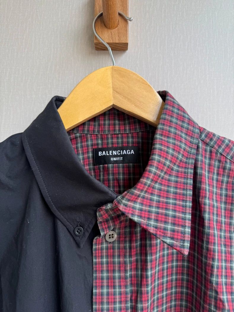 Balenciaga Balenciaga Asymmetric Plaid Panel Long Sleeve Shirt Size US XS / EU 42 / 0 - 2 Thumbnail