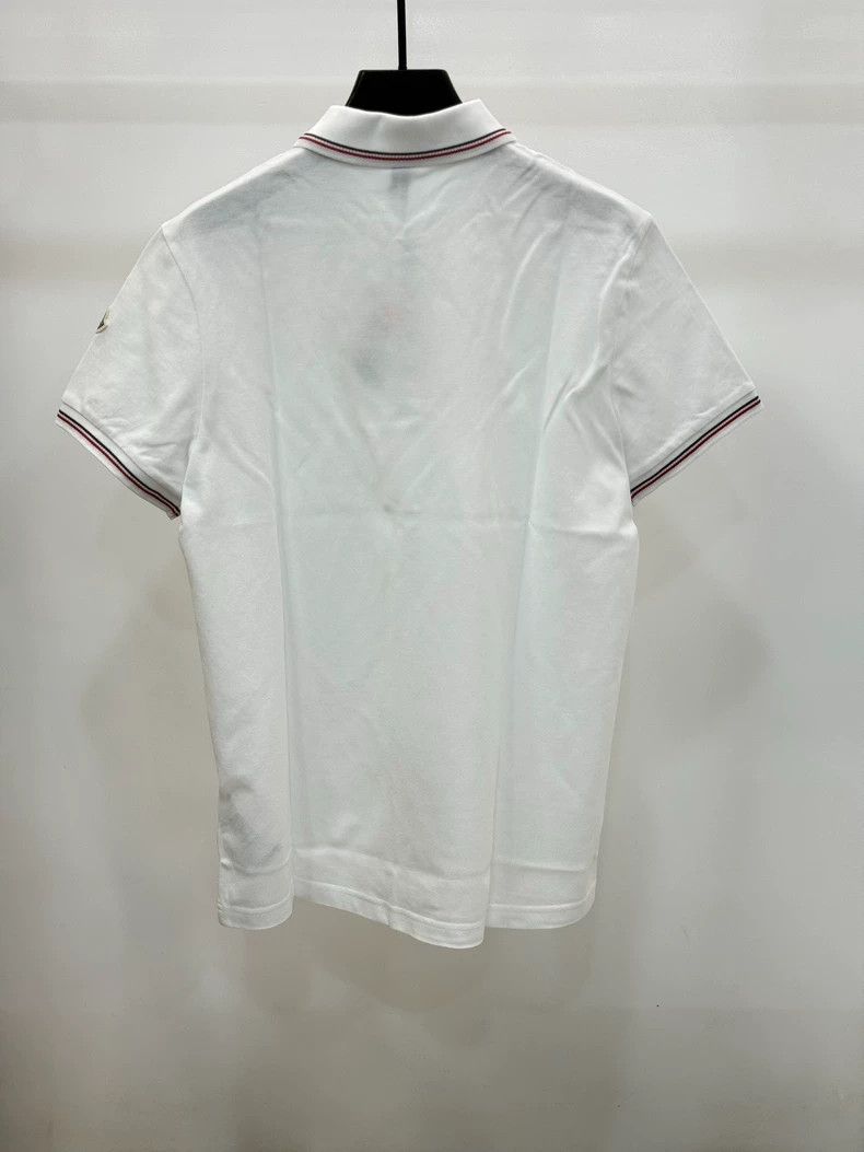Moncler Moncler Men's White Striped Short Sleeve Polo Size US L / EU 52-54 / 3 - 3 Thumbnail