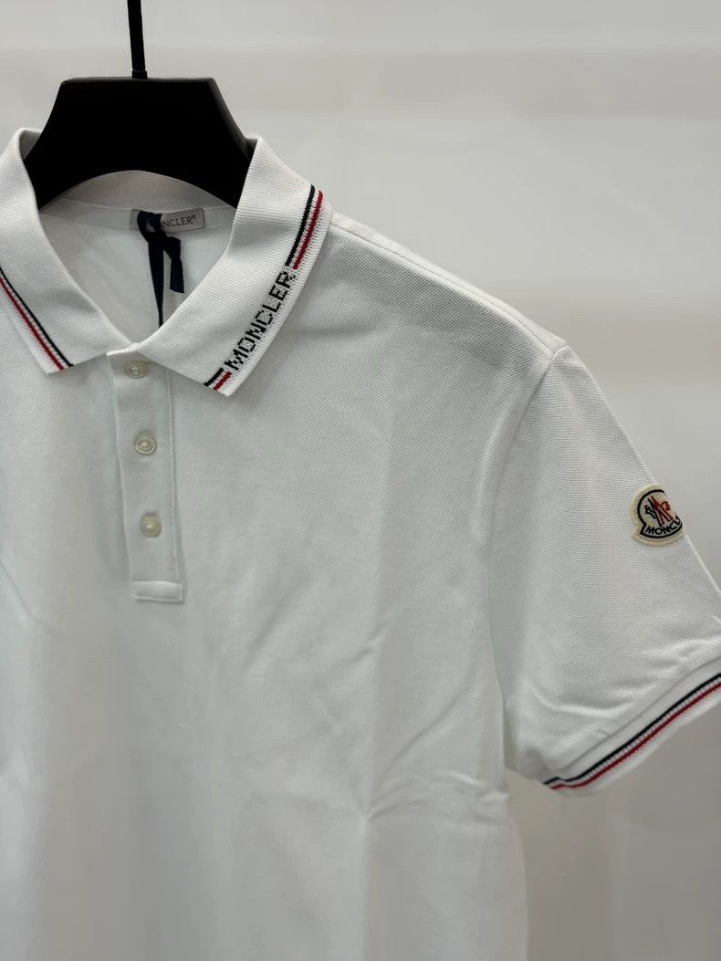 Moncler Moncler Men's White Striped Short Sleeve Polo Size US L / EU 52-54 / 3 - 2 Thumbnail