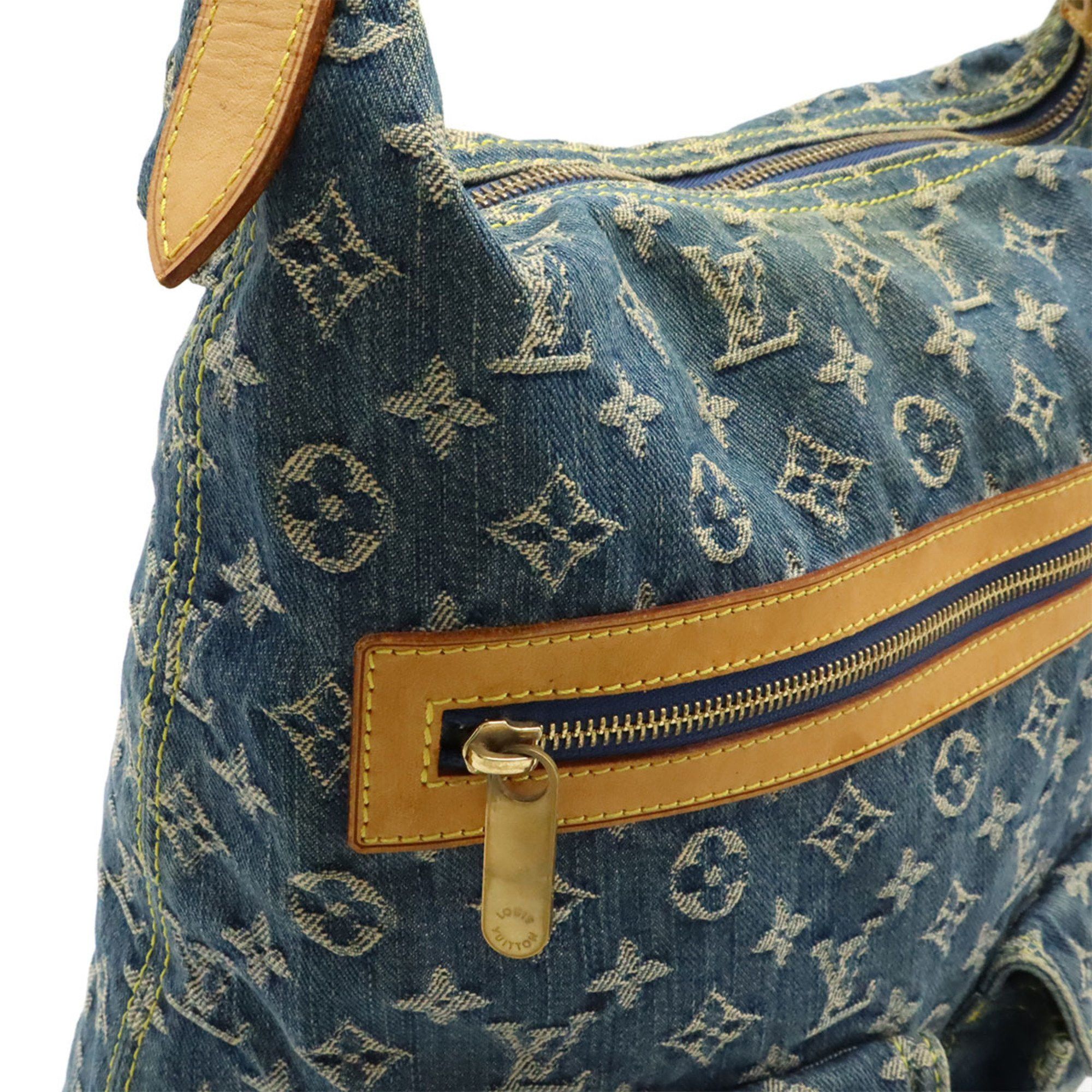 Louis Vuitton LOUIS VUITTON Monogram Denim Baggy GM Shoulder Bag with Long Strap, Blue, M95048 Size ONE SIZE - 5 Thumbnail