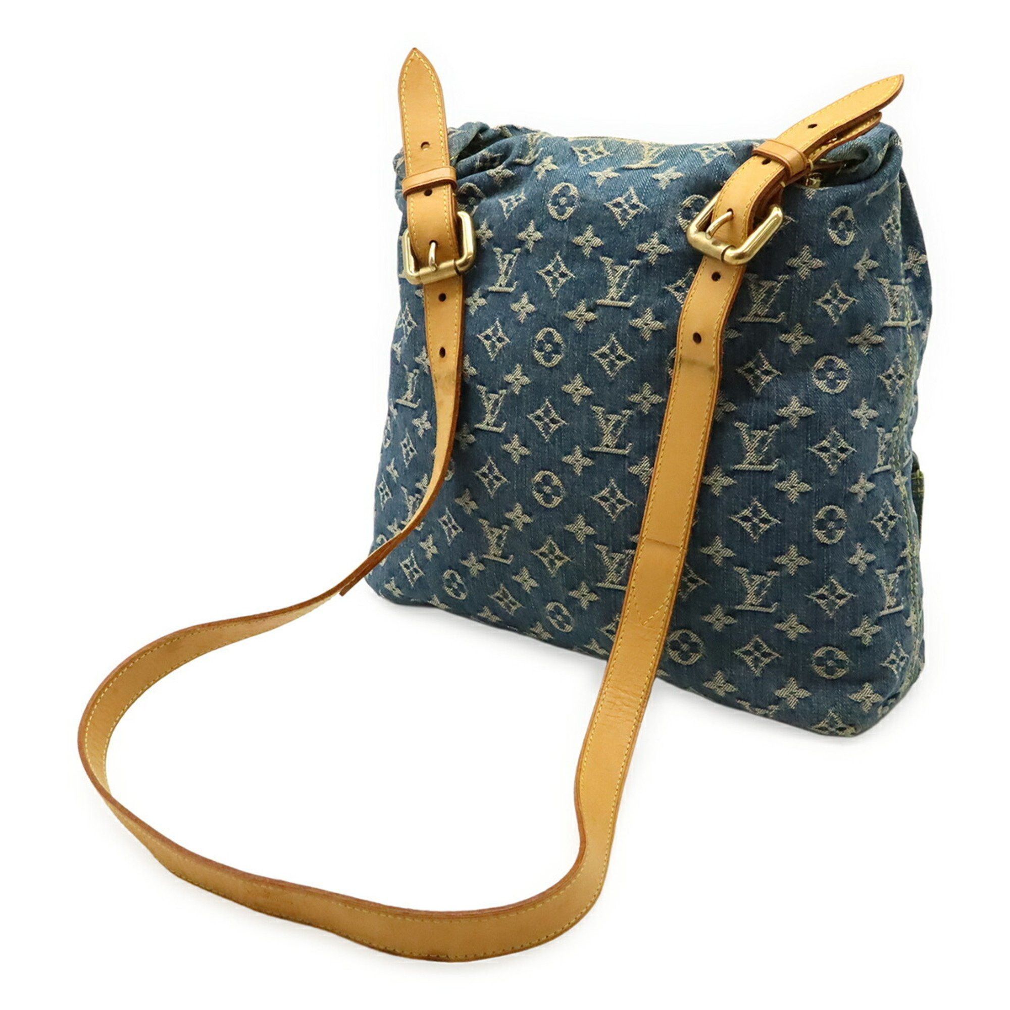 Louis Vuitton LOUIS VUITTON Monogram Denim Baggy GM Shoulder Bag with Long Strap, Blue, M95048 Size ONE SIZE - 3 Thumbnail