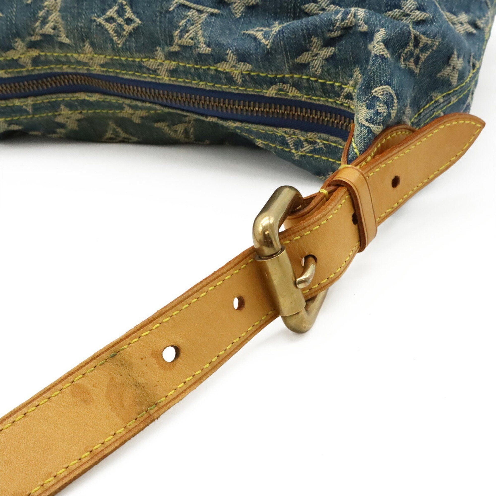 Louis Vuitton LOUIS VUITTON Monogram Denim Baggy GM Shoulder Bag with Long Strap, Blue, M95048 Size ONE SIZE - 6 Thumbnail
