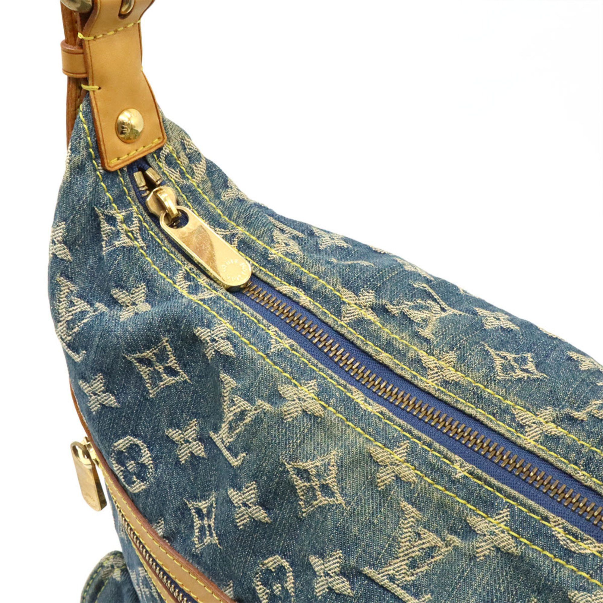 Louis Vuitton LOUIS VUITTON Monogram Denim Baggy GM Shoulder Bag with Long Strap, Blue, M95048 Size ONE SIZE - 8 Thumbnail