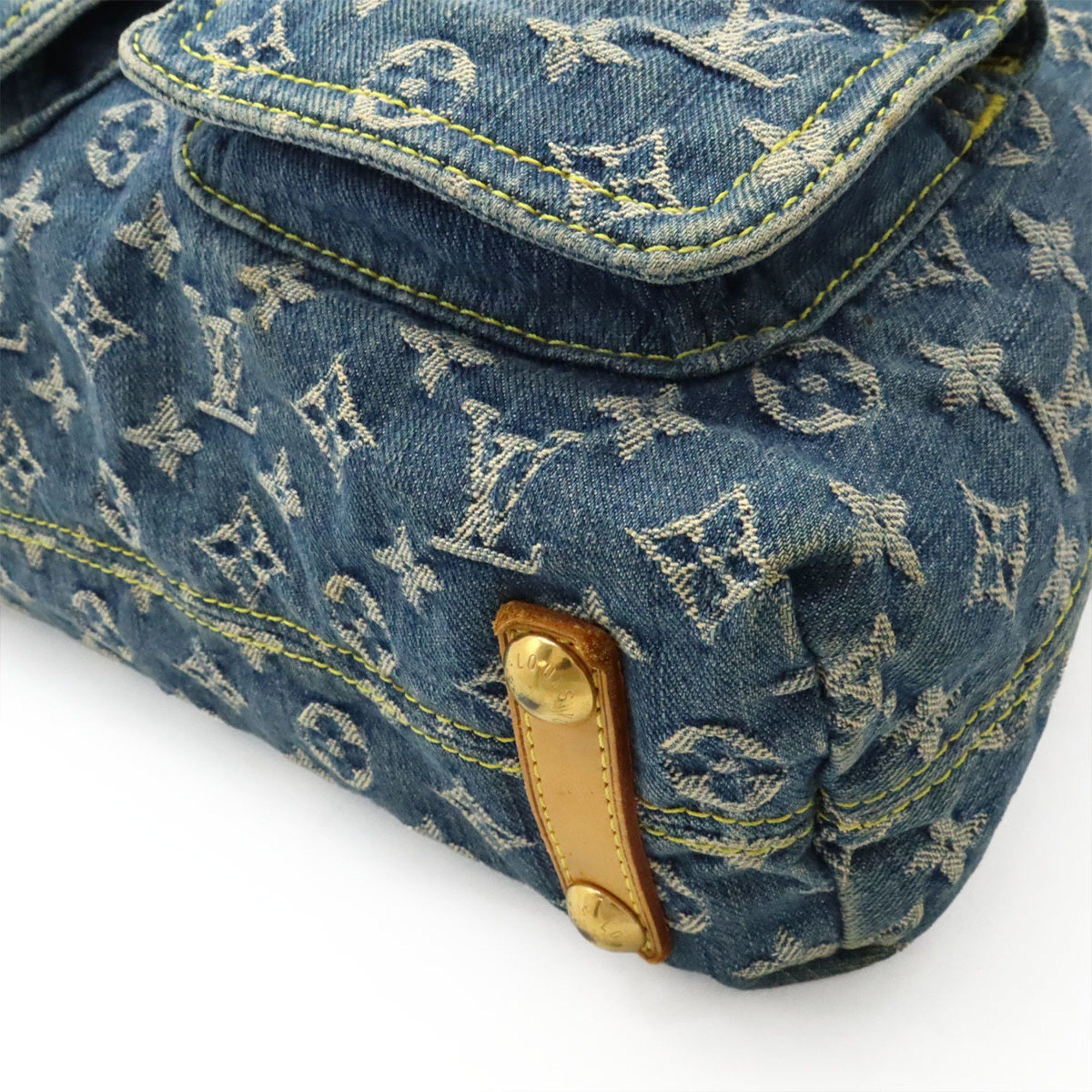 Louis Vuitton LOUIS VUITTON Monogram Denim Baggy GM Shoulder Bag with Long Strap, Blue, M95048 Size ONE SIZE - 4 Thumbnail