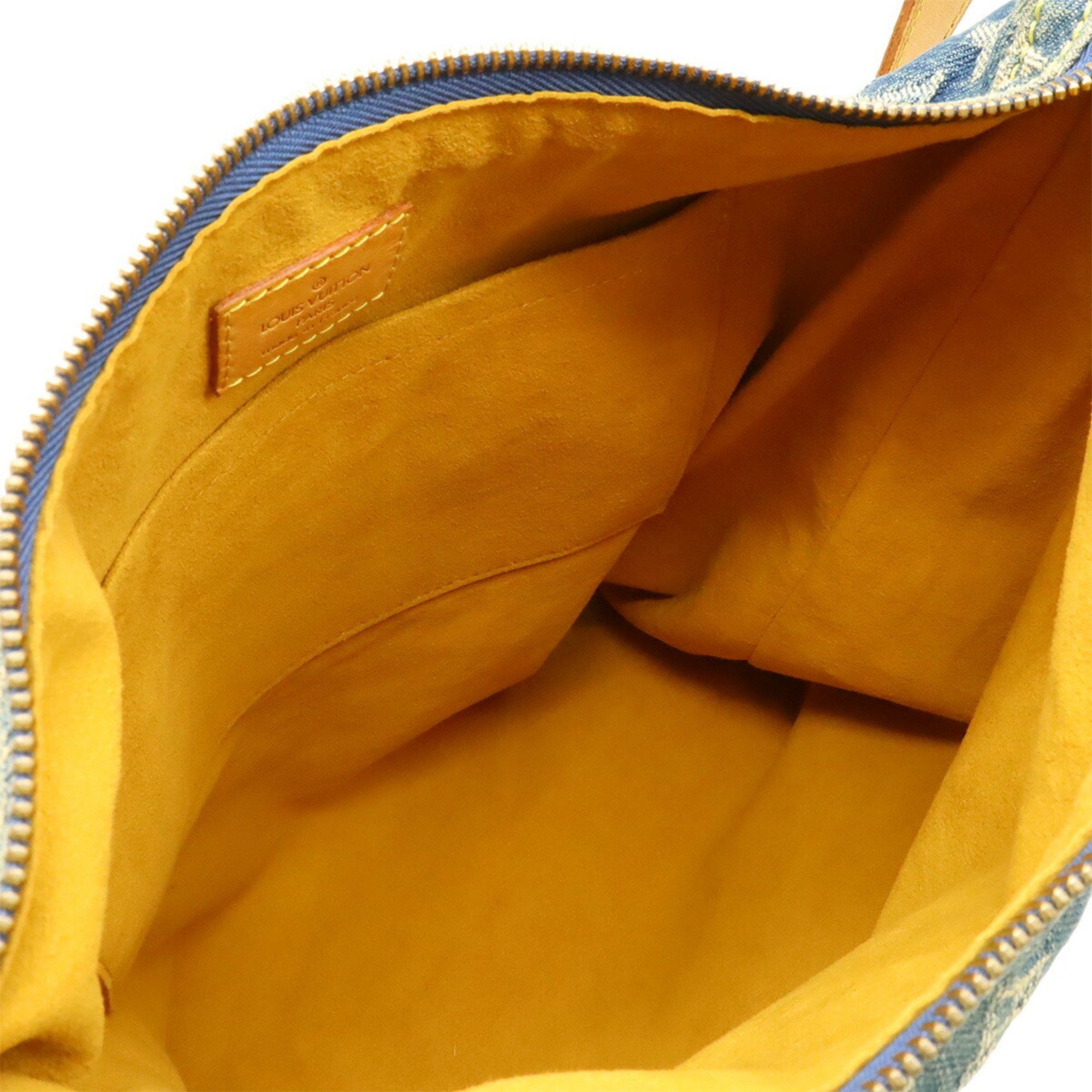 Louis Vuitton LOUIS VUITTON Monogram Denim Baggy GM Shoulder Bag with Long Strap, Blue, M95048 Size ONE SIZE - 9 Thumbnail