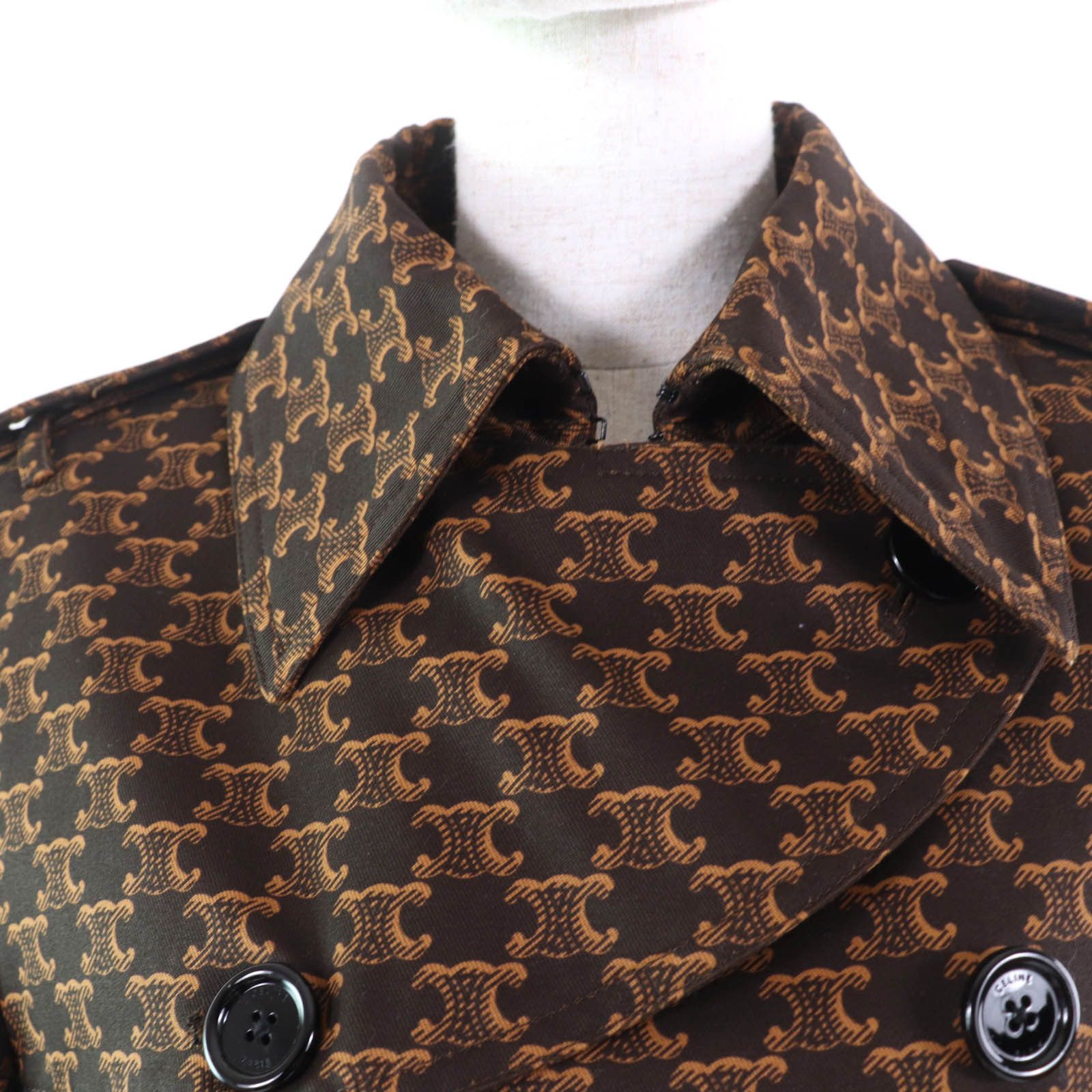 Celine Celine Celine TriomphePattern Cotton Trench Coat Cotton Outerwear 2M398267M Size ONE SIZE - 4 Thumbnail