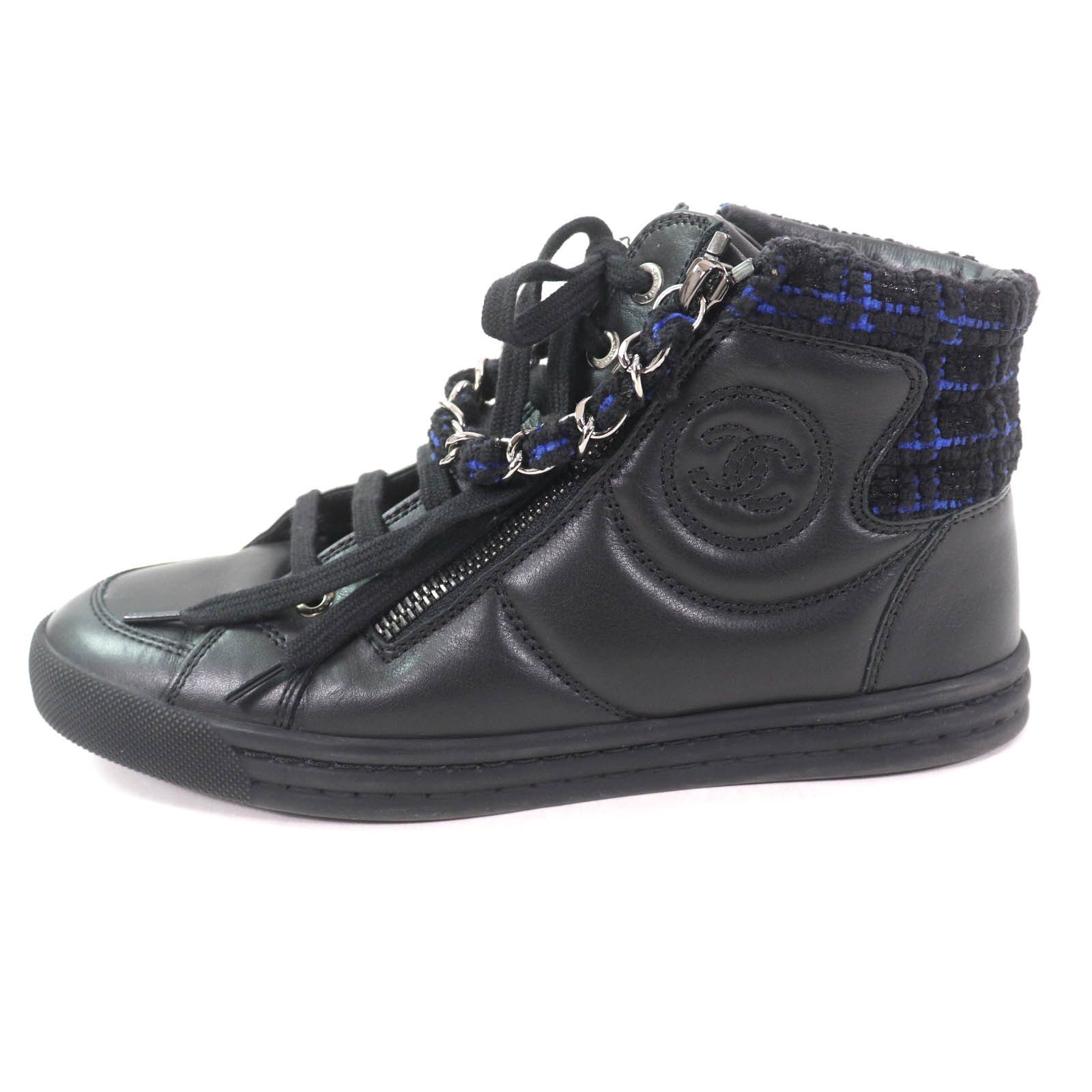 Chanel Chanel Chanel High cut Leather Sneakers Leather Shoes G31316 DUTY FREE for USA Size ONE SIZE - 4 Thumbnail