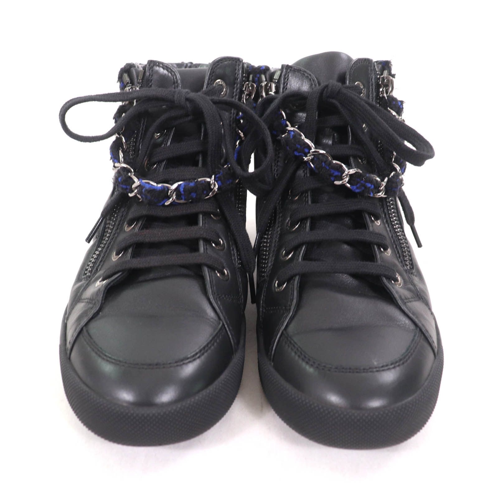 Chanel Chanel Chanel High cut Leather Sneakers Leather Shoes G31316 DUTY FREE for USA Size ONE SIZE - 3 Thumbnail