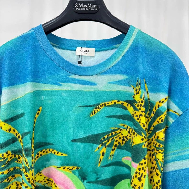 Celine Celine Palm Tree Print Short Sleeve Top Size US L / EU 52-54 / 3 - 3 Thumbnail