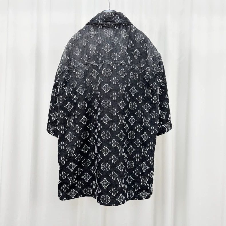 Louis Vuitton Louis Vuitton Black Gray Denim Print Shirt Size US XL / EU 56 / 4 - 2 Thumbnail