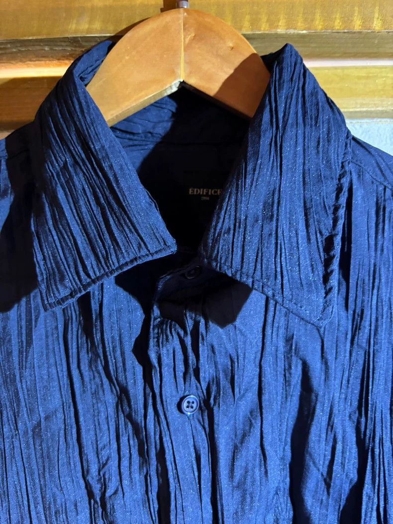 Homme Plisse Issey Miyake Edifice Blue Pleated Short Sleeve Shirt Size US L / EU 52-54 / 3 - 2 Thumbnail