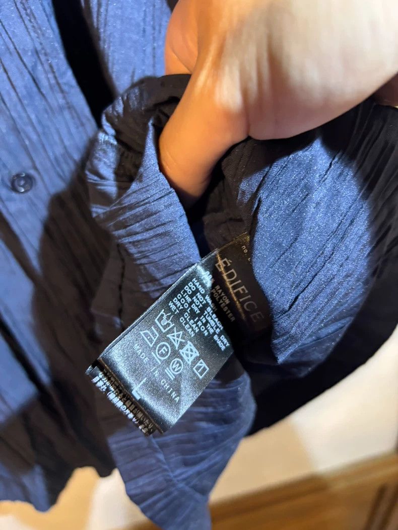 Homme Plisse Issey Miyake Edifice Blue Pleated Short Sleeve Shirt Size US L / EU 52-54 / 3 - 7 Thumbnail