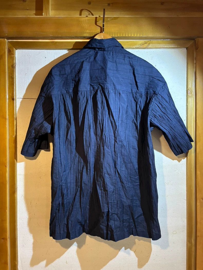 Homme Plisse Issey Miyake Edifice Blue Pleated Short Sleeve Shirt Size US L / EU 52-54 / 3 - 8 Thumbnail