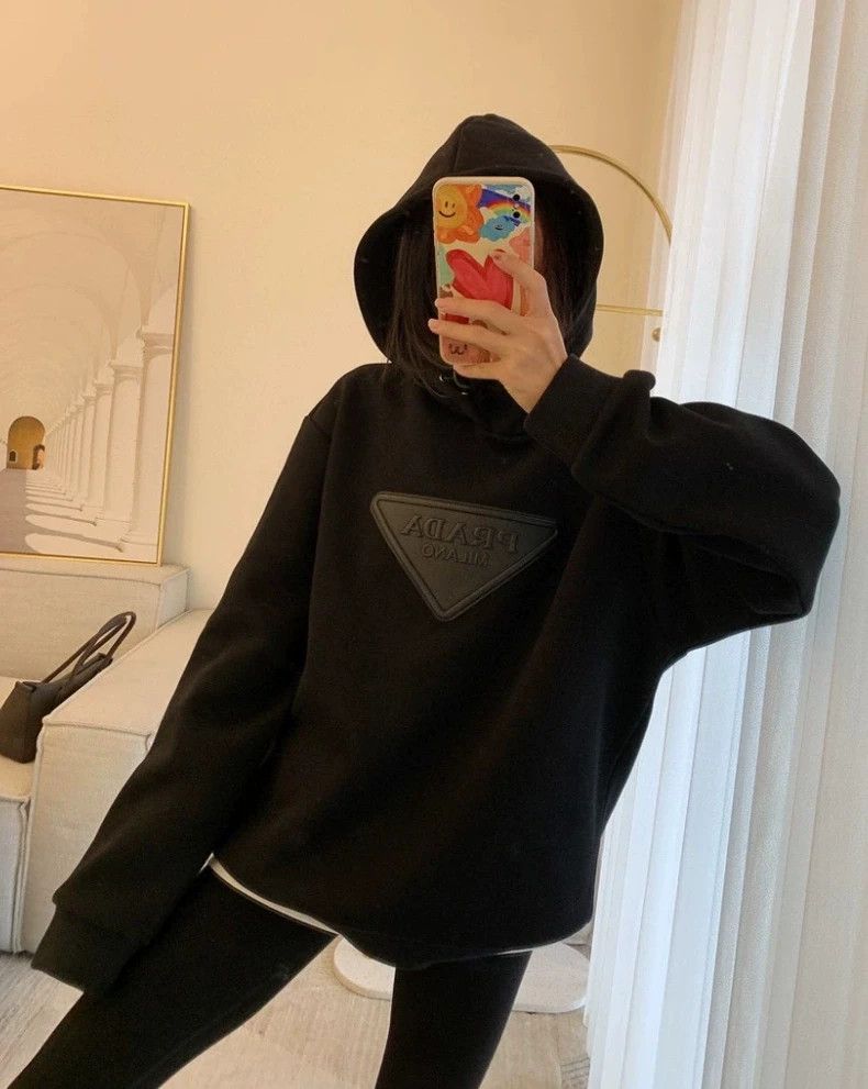 Prada Prada Black Triangle Logo Hoodie Sweatshirt Size US XL / EU 56 / 4 - 3 Thumbnail