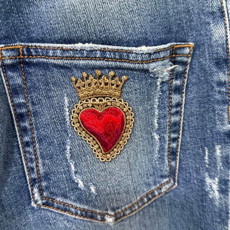 Dolce & Gabbana Dolce & Gabbana Heart Embroidery Jeans Size US 36 / EU 52 - 5 Thumbnail
