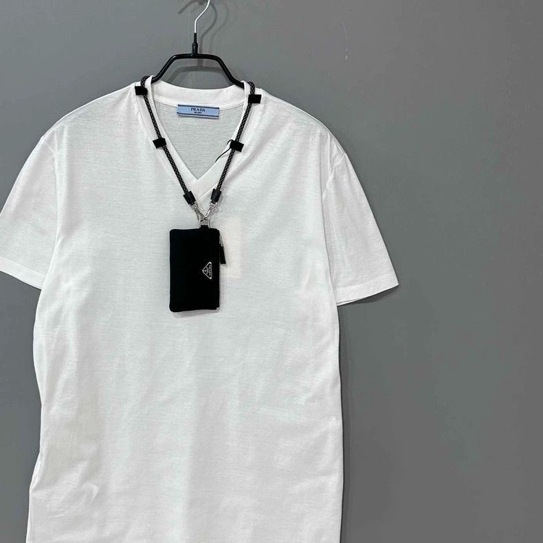 Prada PRADA White Cotton Round Neck Short Sleeve Size US M / EU 48-50 / 2 - 3 Thumbnail