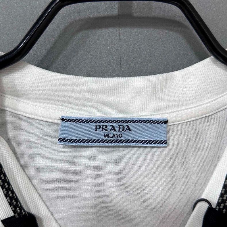 Prada PRADA White Cotton Round Neck Short Sleeve Size US M / EU 48-50 / 2 - 4 Thumbnail