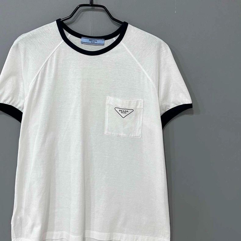 Prada Prada Triangle Logo White Short Sleeve Tee Size US M / EU 48-50 / 2 - 4 Thumbnail