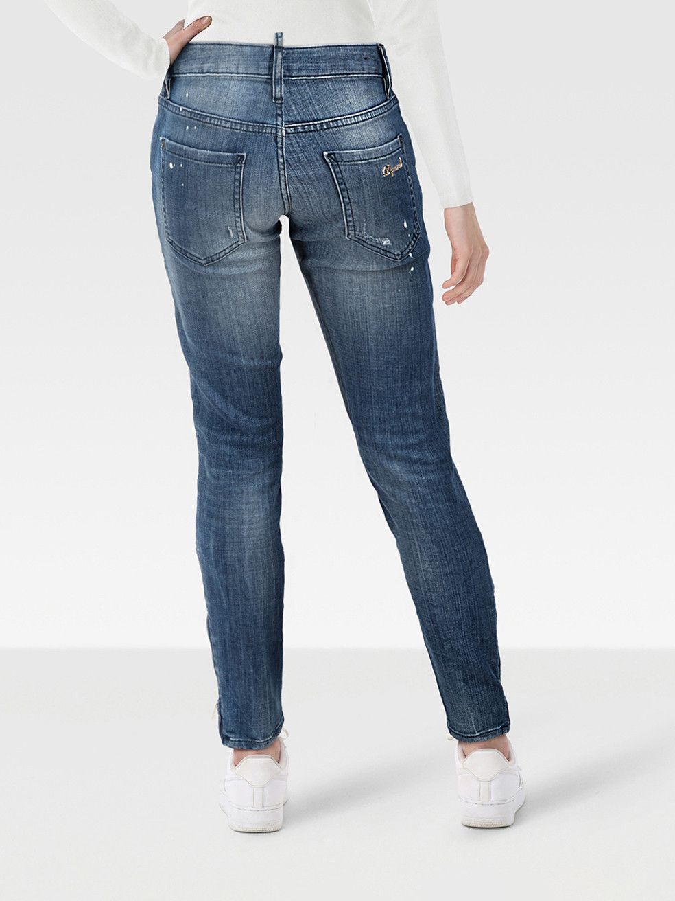 Dsquared2 Blue Denim Distressed Skinny Jeans Size 28" / US 6 / IT 42 - 2 Thumbnail
