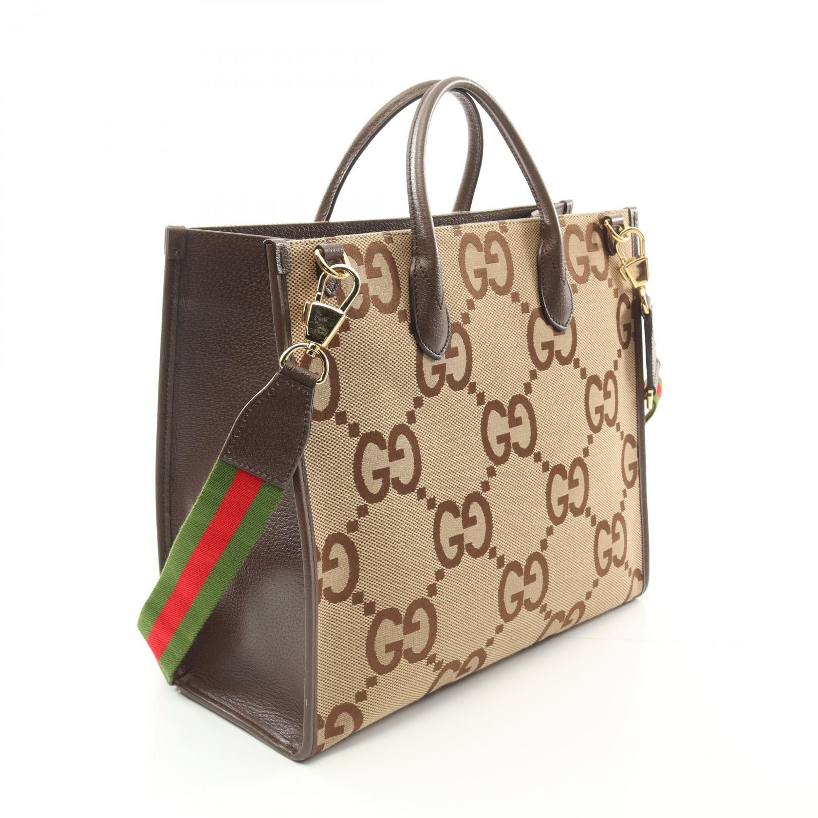 Gucci Gucci Gucci Jumbo GG Canvas Leather Tote Bag Canvas Tote Bag 678839 Size ONE SIZE - 2 Thumbnail
