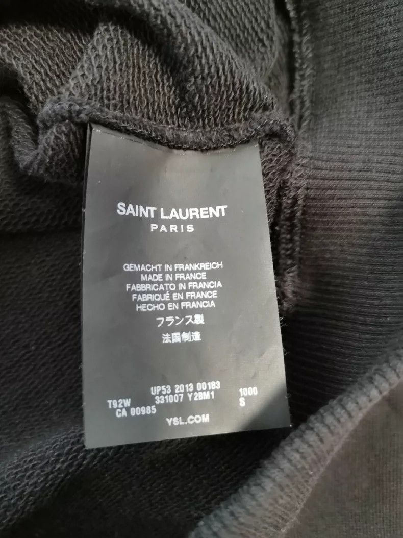 Hedi Slimane Saint Laurent SLP Leather Shoulder Sweatshirt Size US S / EU 44-46 / 1 - 5 Thumbnail
