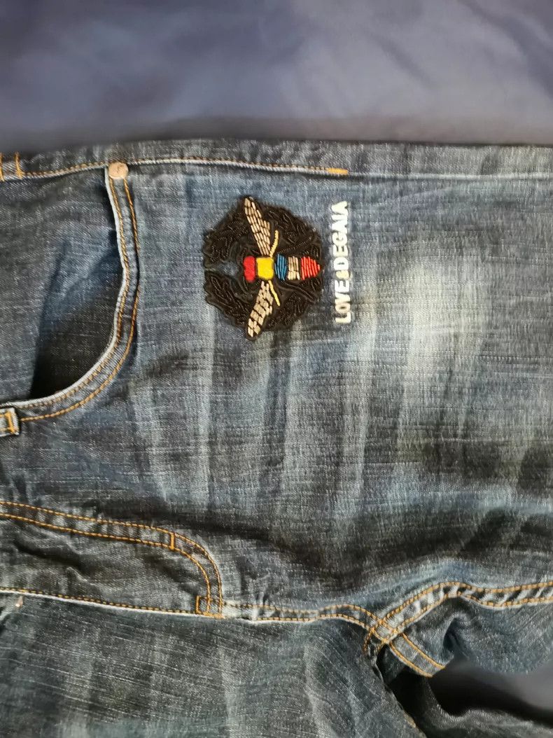 Vintage Degaia Embroidered Distressed Denim Jeans Size US 30 / EU 46 - 3 Thumbnail