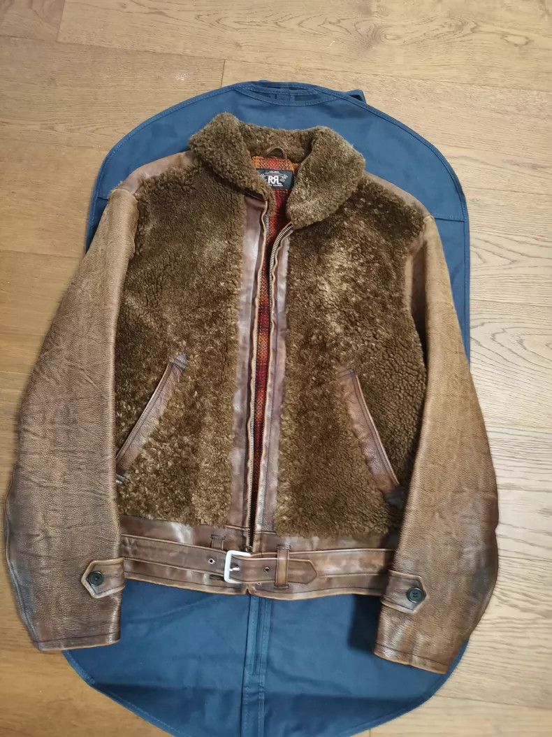 RRL Ralph Lauren Double RL Shearling Leather Jacket Size US M / EU 48-50 / 2 - 6 Thumbnail