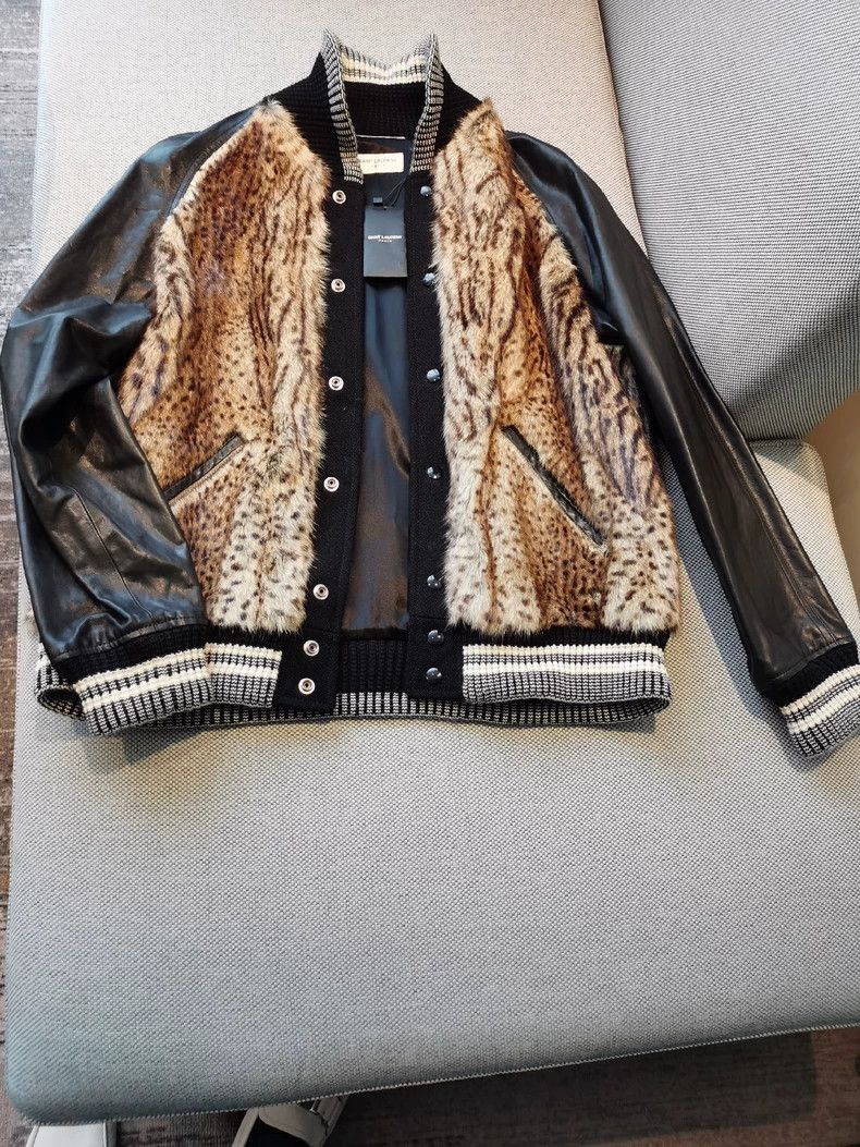 Hedi Slimane Saint Laurent Paris Fur Bomber Jacket Size US XL / EU 56 / 4 - 3 Thumbnail