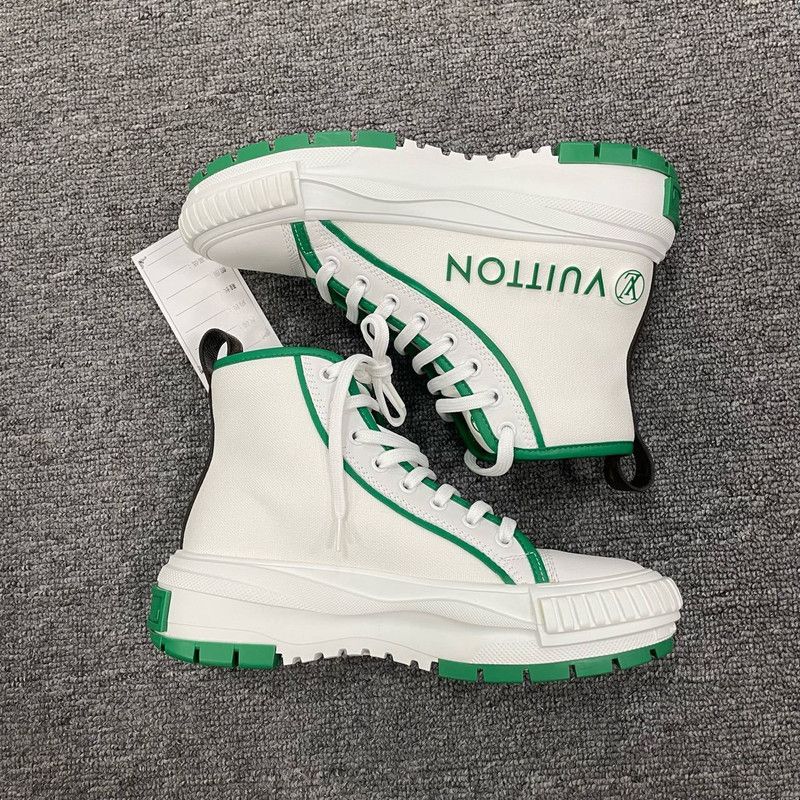 Louis Vuitton Louis Vuitton Squad High-Top Sneakers in White Green 0079 Size US 6 / IT 36 - 7 Thumbnail