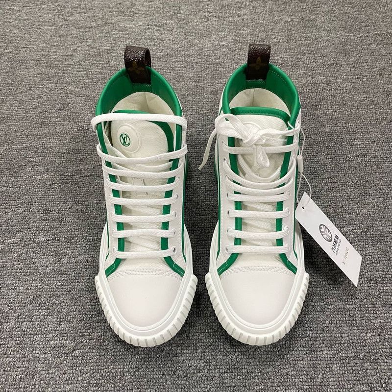 Louis Vuitton Louis Vuitton Squad High-Top Sneakers in White Green 0079 Size US 6 / IT 36 - 2 Thumbnail