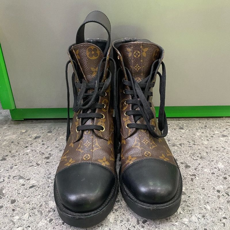 Louis Vuitton Louis Vuitton Brown Monogram Canvas Lace-Up Boots 0079 Size US 8 / IT 38 - 2 Thumbnail