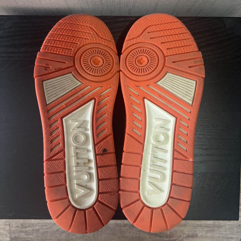Louis Vuitton Louis Vuitton Trainer Orange and White Sneakers 0079 Size US 8 / IT 38 - 4 Thumbnail