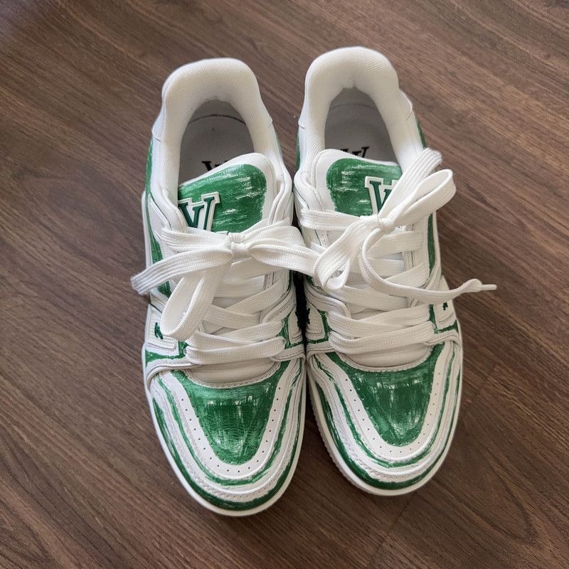 Louis Vuitton Louis Vuitton Hand-Painted Low Top Trainers 0079 Size US 6 / IT 36 - 2 Thumbnail