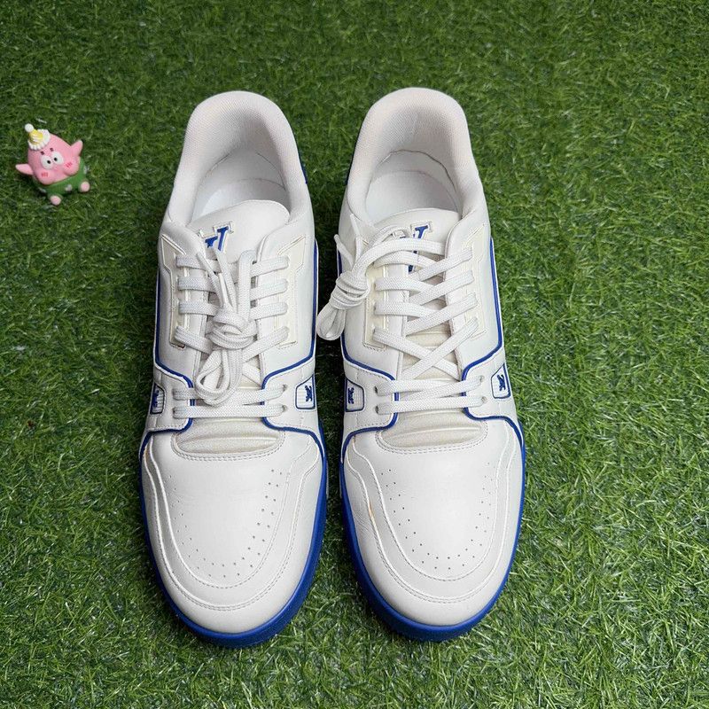 Louis Vuitton Louis Vuitton Trainer Sneakers in White and Blue 0079 Size US 8 / IT 38 - 2 Thumbnail