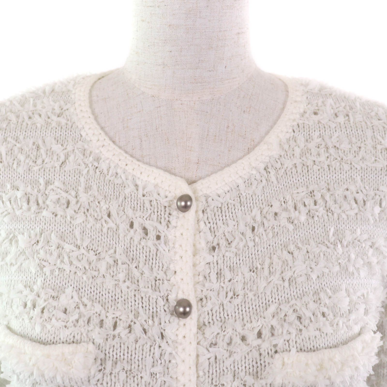 Other Other FOXEY Ribbon Tweed Cotton Cardigan Cotton Tops Size ONE SIZE - 4 Thumbnail