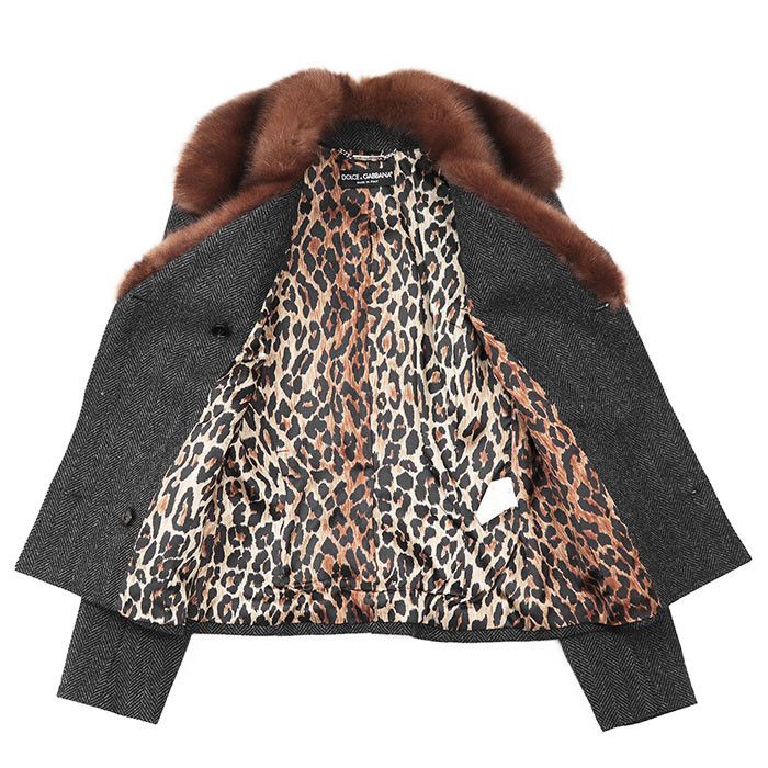 Dolce & Gabbana Dolce & Gabbana Dolce&Gabbana Herringbone Sable Tweed Jacket Natural Material Outerwear Size ONE SIZE - 8 Thumbnail