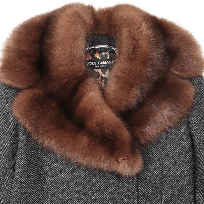 Dolce & Gabbana Dolce & Gabbana Dolce&Gabbana Herringbone Sable Tweed Jacket Natural Material Outerwear Size ONE SIZE - 12 Thumbnail