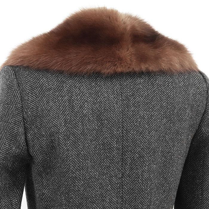 Dolce & Gabbana Dolce & Gabbana Dolce&Gabbana Herringbone Sable Tweed Jacket Natural Material Outerwear Size ONE SIZE - 6 Thumbnail
