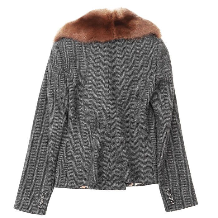 Dolce & Gabbana Dolce & Gabbana Dolce&Gabbana Herringbone Sable Tweed Jacket Natural Material Outerwear Size ONE SIZE - 17 Thumbnail