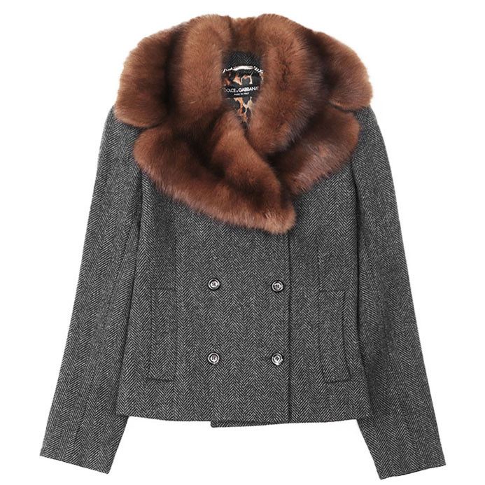 Dolce & Gabbana Dolce & Gabbana Dolce&Gabbana Herringbone Sable Tweed Jacket Natural Material Outerwear Size ONE SIZE - 11 Thumbnail