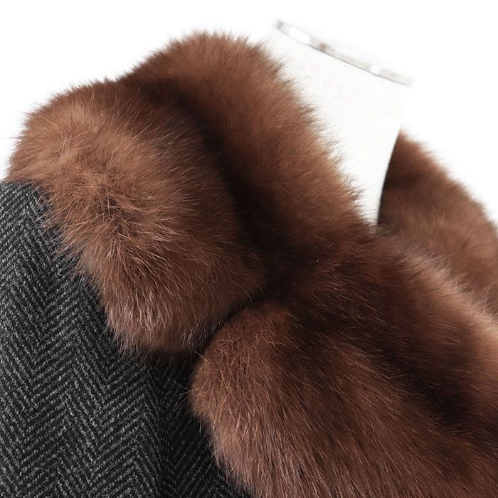 Dolce & Gabbana Dolce & Gabbana Dolce&Gabbana Herringbone Sable Tweed Jacket Natural Material Outerwear Size ONE SIZE - 13 Thumbnail