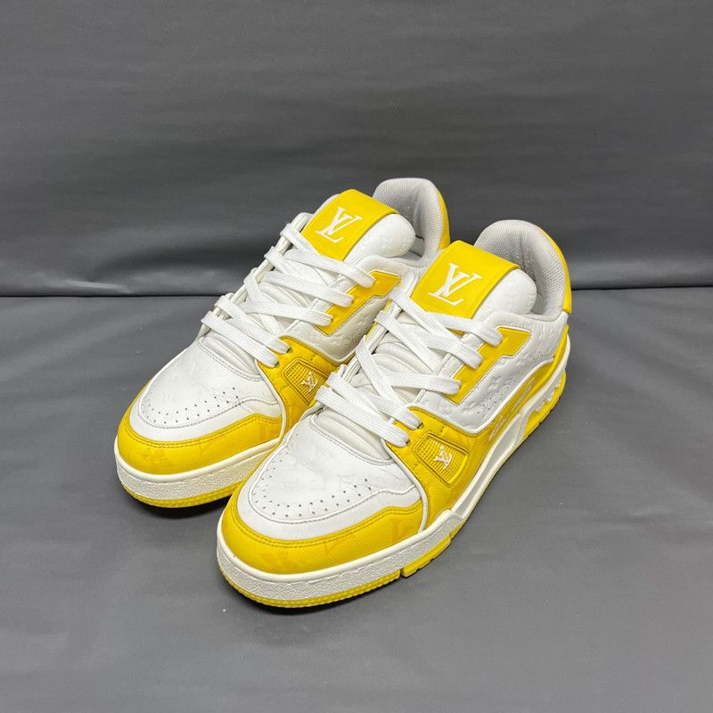 Louis Vuitton Louis Vuitton Low-Top Trainer Sneakers in White and Yellow 0079 Size US 8 / IT 38 - 3 Thumbnail