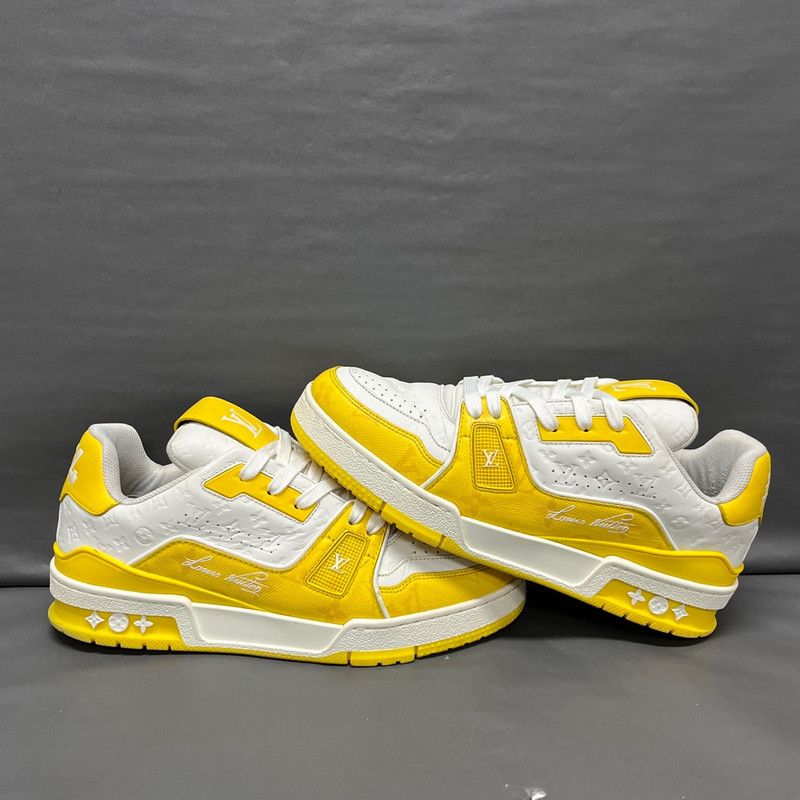 Louis Vuitton Louis Vuitton Low-Top Trainer Sneakers in White and Yellow 0079 Size US 8 / IT 38 - 4 Thumbnail